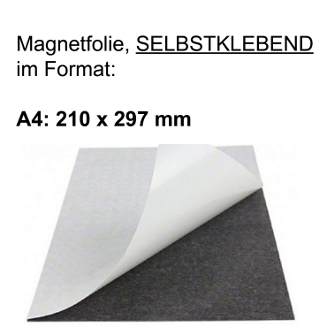 Magnetfolie, selbstklebend, DIN Formate A4-A0