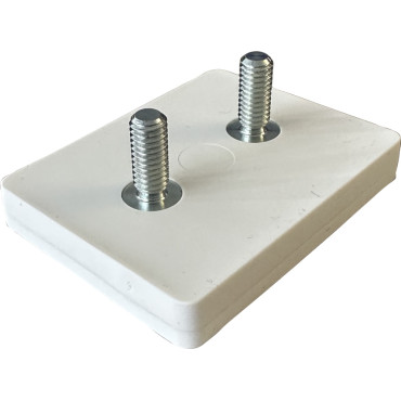 59x45-2xM6-AG, Gummierter Magnet, 2 x Gewindezapfen, 59 x 45 mm
