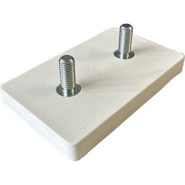 74x45-2xM6-AG, Gummierter Magnet, 2 x Gewindezapfen, 74 x 45 mm