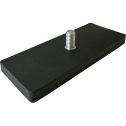 110x45-1xM8-AG, Gummierter Magnet, 1 x Gewindezapfen, 110 x 45 mm