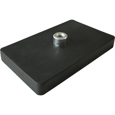 74x45-1xM5-IG, Gummierter Magnet, 1 x Innengewinde, 74 x 45 mm